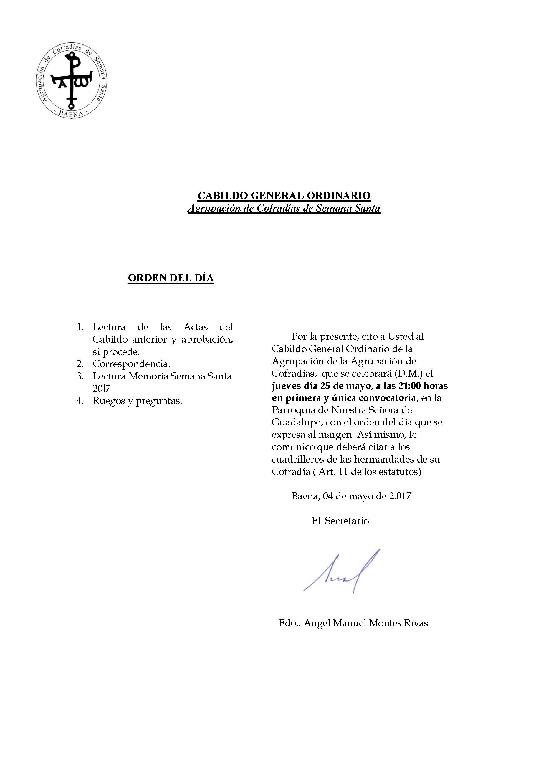 Cabildo General Ordinario 25-05-2017