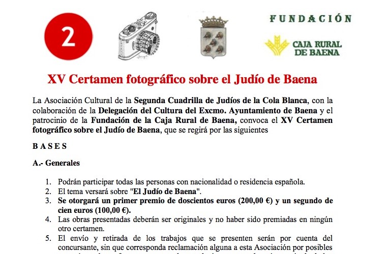 XV Certamen Fotográfico sobre el Judío de Baena