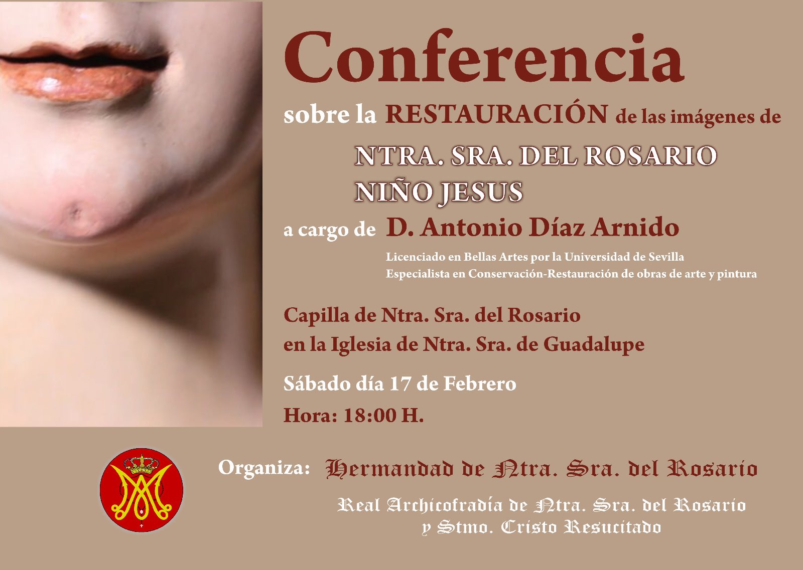 Conferencia sobre la Restauración de las imagenes de la Virgen del Rosario, Niño Jesús